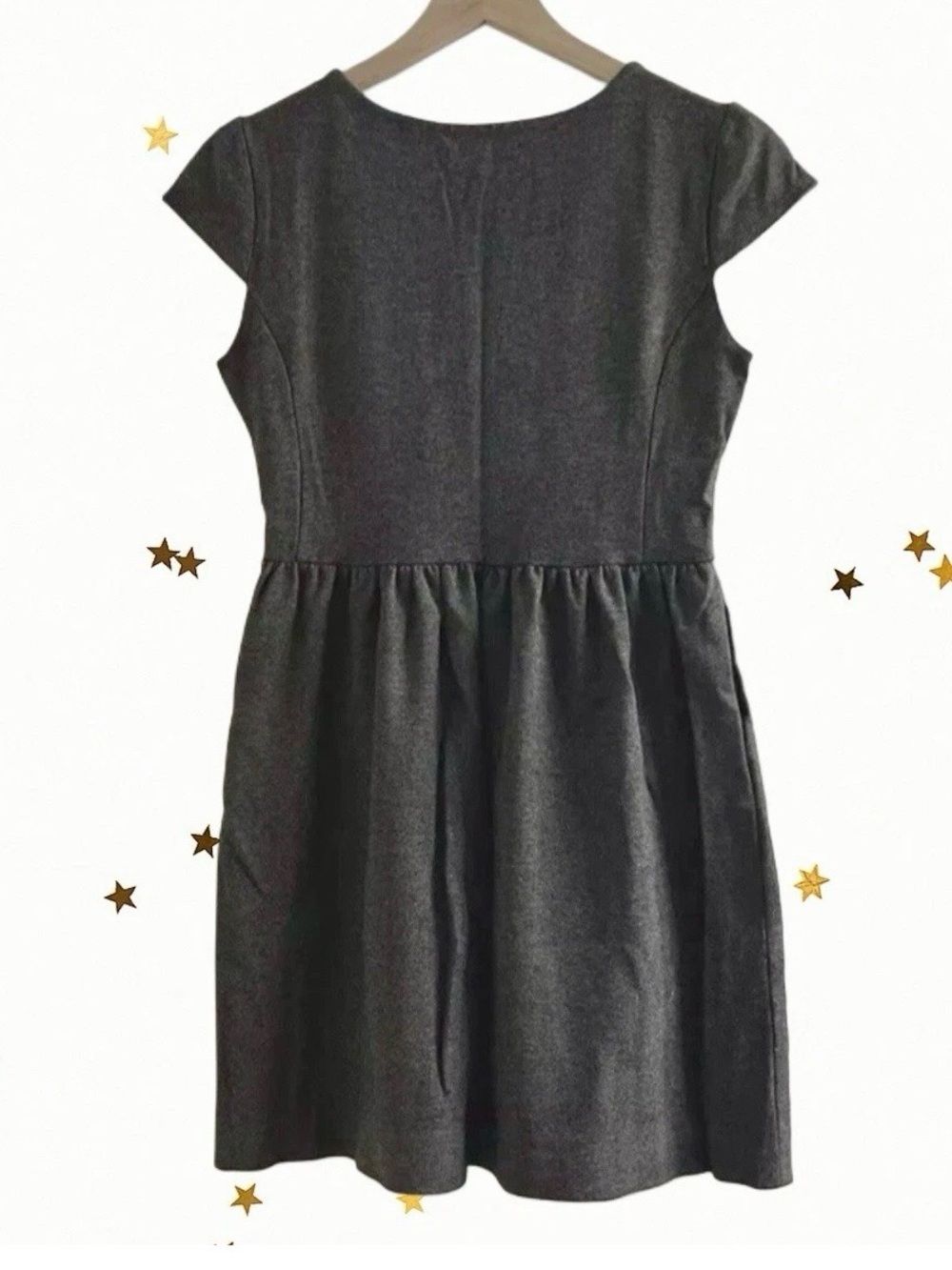 Madewell Ponte Knit Gray Screenplay Cap Sleeve Pleated Dress w/ Pockets size S